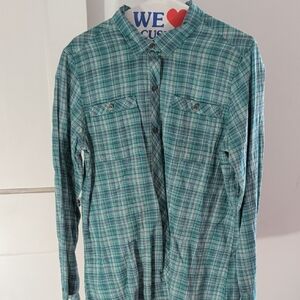 Eddie Bauer Teal Plaid Casual Shirt
